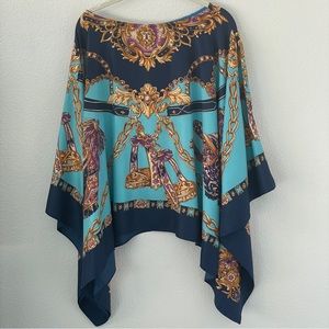 CALIFORNIA CAFTANS SILK TUNIC ROYAL SADDLE PRINT NWOT SOLD OUT!